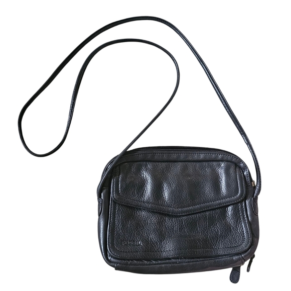 Vintage Fossil Y2k Sleek Black Crossbody Organizer Small Bag - Picture 1 of 7
